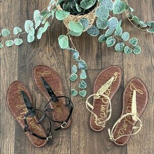 Sam Edelman Gigi Thong Sandal Bundle in Black and Gold